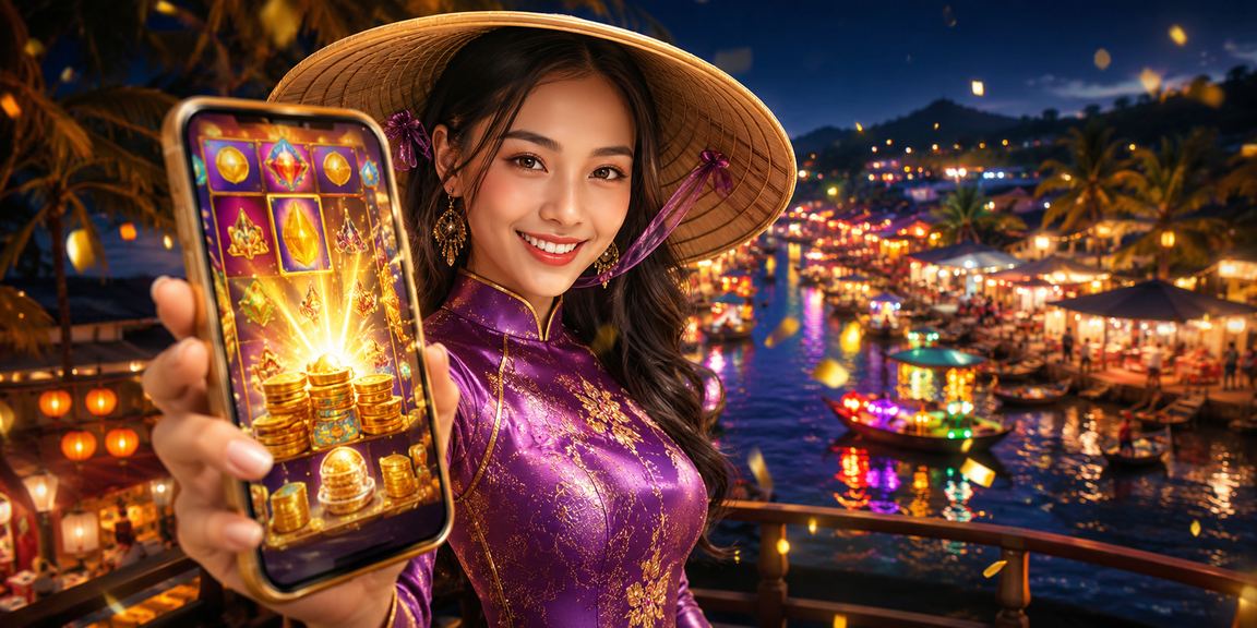 Người dùng Phú Quốc trải nghiệm casino trên điện thoại trong trang phục áo dài